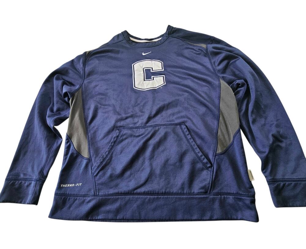 Nike UConn Huskies Therma-FIT Navy Blue Crewneck Sweatshirt Unisex Size Large